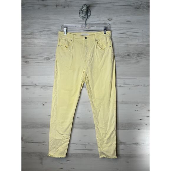 LOFT Jeans Womens 27/4 Yellow The Skinny Raw Hem Stretch Denim Ankle Zip Fly - Picture 1 of 12
